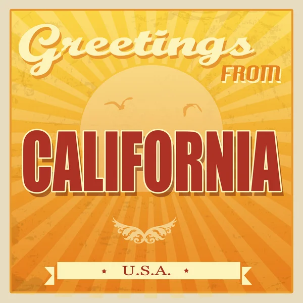 ヴィンテージ カリフォルニア州、アメリカ合衆国のポスター — ストックベクタ