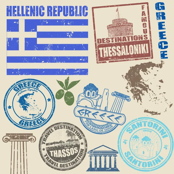 Set of Greece stamps — Stock Vector