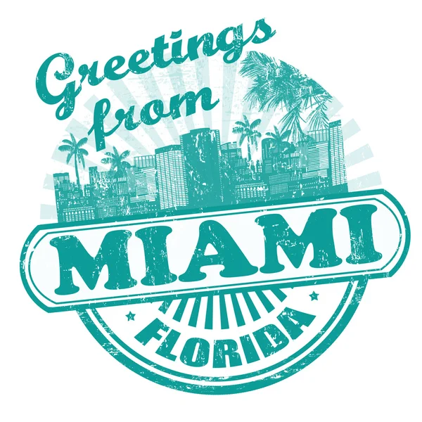 Greetings from Miami stamp — Stock Vector