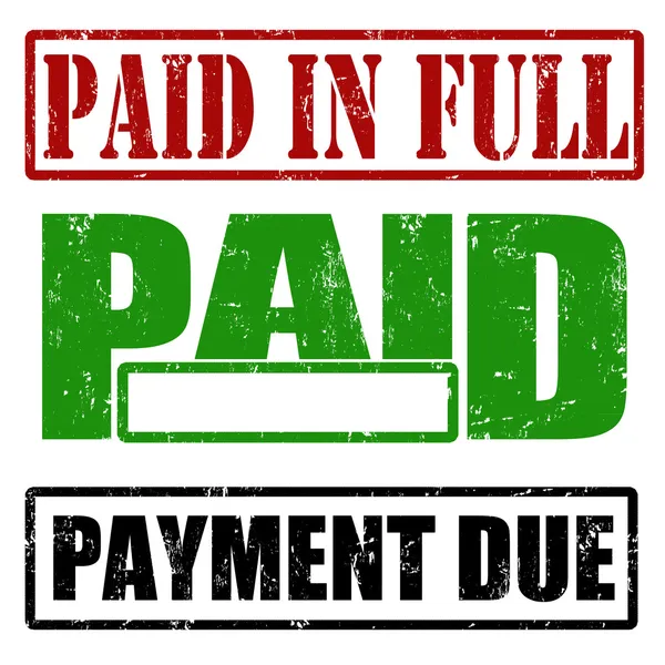 Paid in full, paid and payment due — Stock Vector