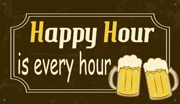 Happy Hour - каждый час, винтажный плакат — стоковый вектор