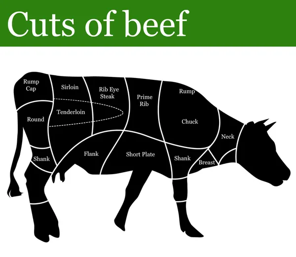 Deelstukken van rundvlees — Stockvector