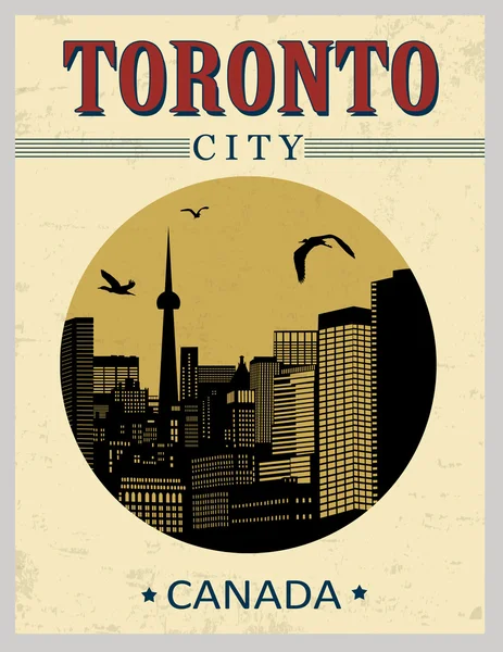 Toronto edifícios do Canadá cartaz — Vetor de Stock