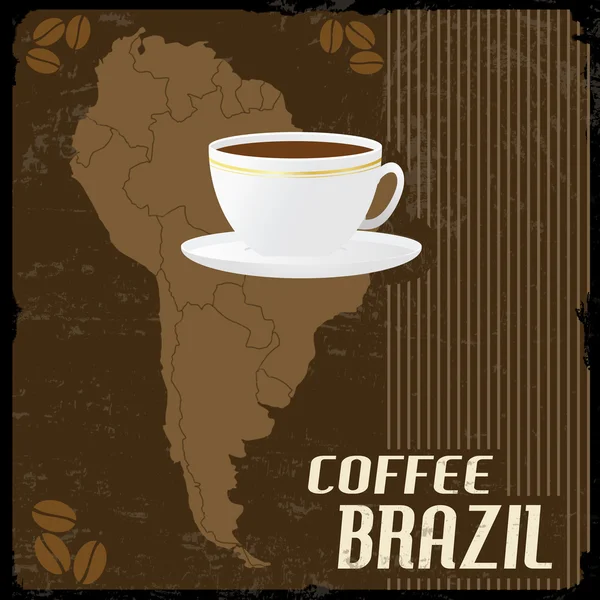 Coffee Brazil Vintage Poster — Stock Vector