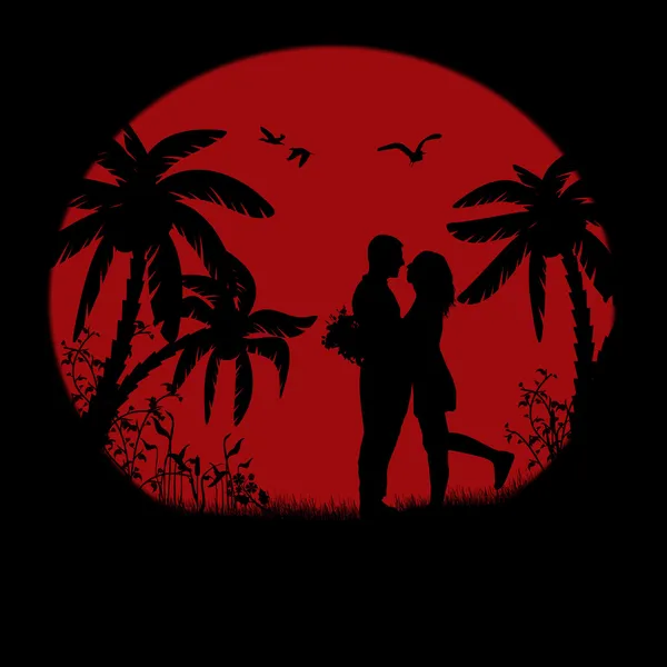 Romantic couple silhouette — Stock Vector