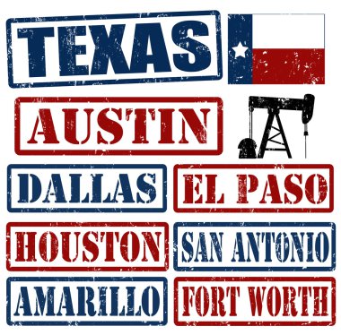 Texas şehirler pullar