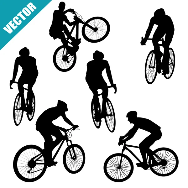 Various cycling poses — Stock Vector