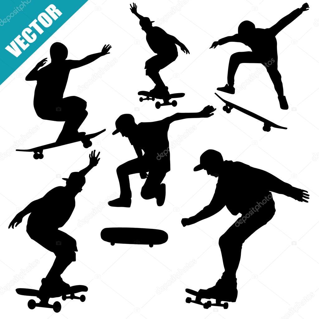 Skateboarders silhouettes