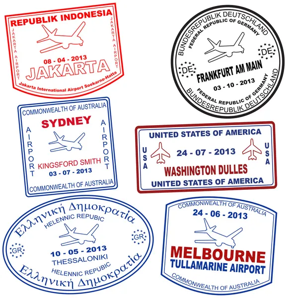 Zestaw paszport nieczysty znaczki — Wektor stockowy