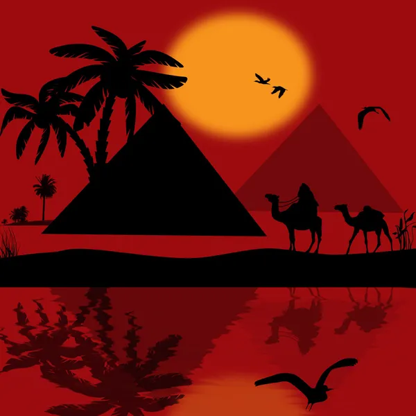 Bedoeïenen kameel caravan — Stockvector