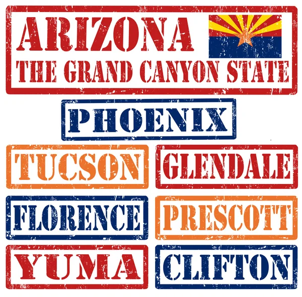 Arizona städer frimärken — Stock vektor