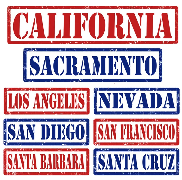 California Ciudades sellos — Vector de stock