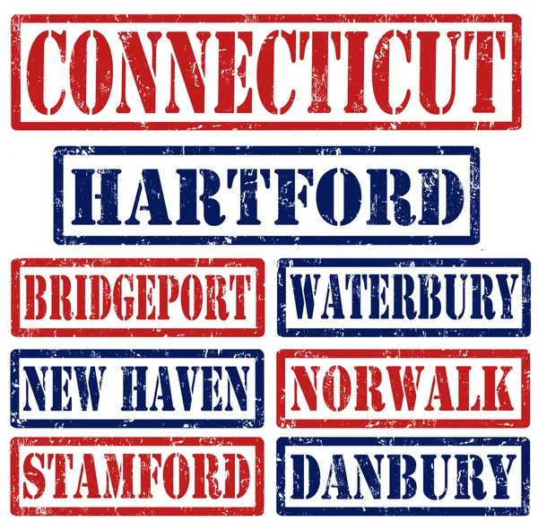 Connecticut Città francobolli — Vettoriale Stock