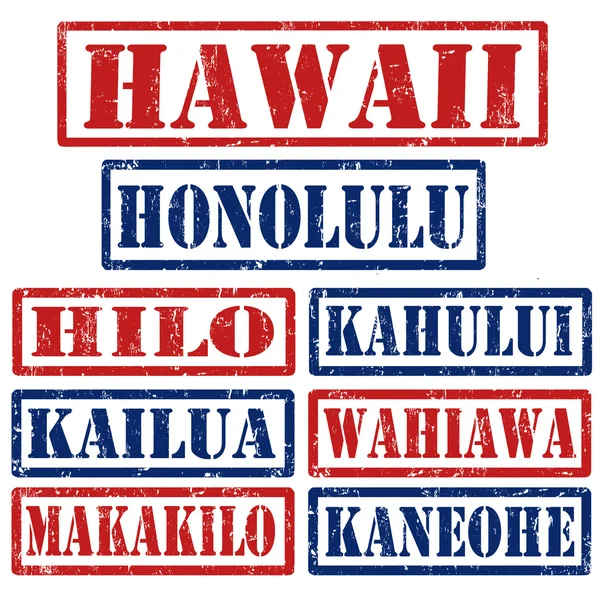 Briefmarken hawaiianischer Städte — Stockvektor