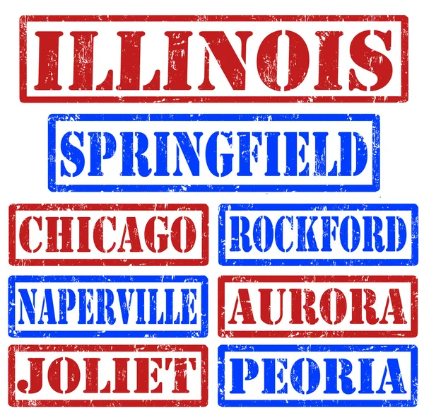 Illinois Cities stamps — Stock Vector