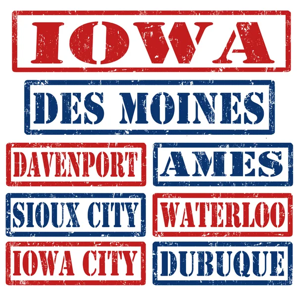 Iowa Timbres des villes — Image vectorielle