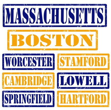 Massachusetts şehirler pullar