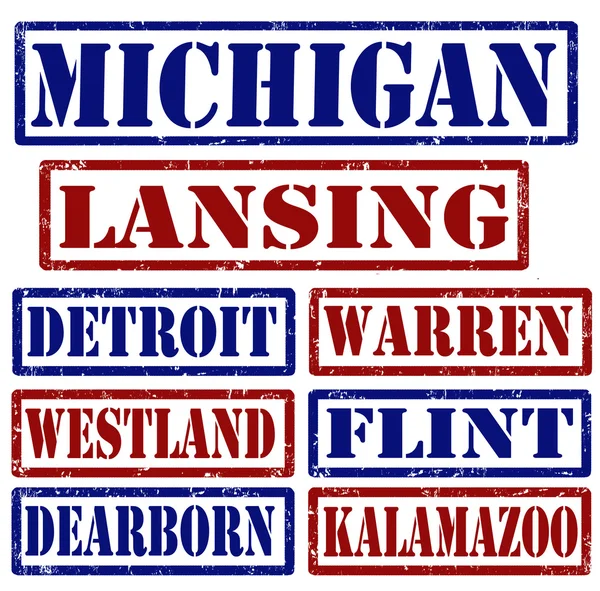 Michigan Città francobolli — Vettoriale Stock