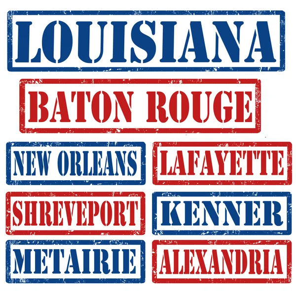 Louisiana Cities stamps — Stock Vector