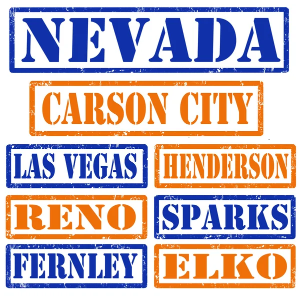 Nevada miasta znaczki — Wektor stockowy