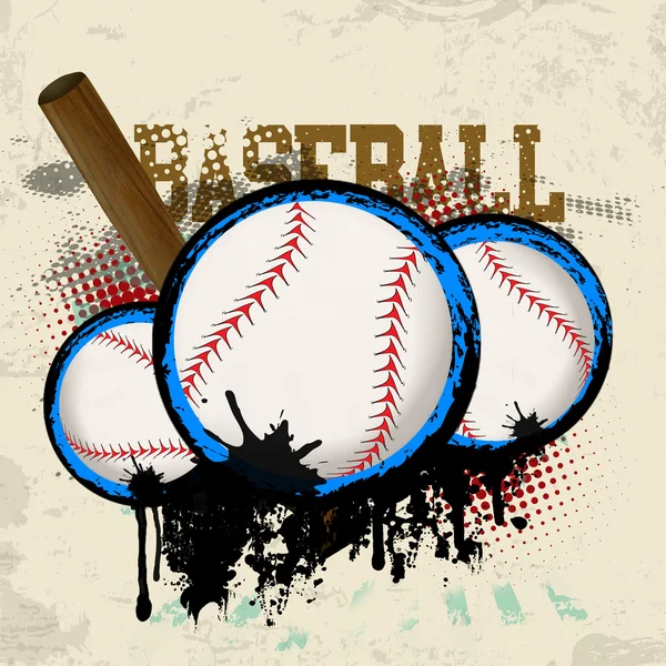 Palline da baseball e poster della mazza da baseball — Vettoriale Stock