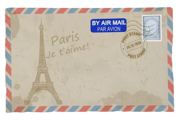 Postal Vintage con Torre Eiffel — Archivo Imágenes Vectoriales