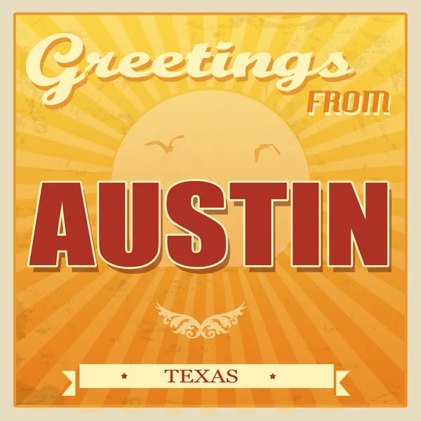 Vintage austin, cartaz do texas —  Vetores de Stock