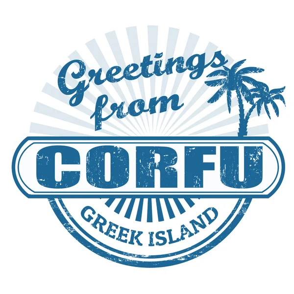 Corfu greek island, stamp — Stock Vector