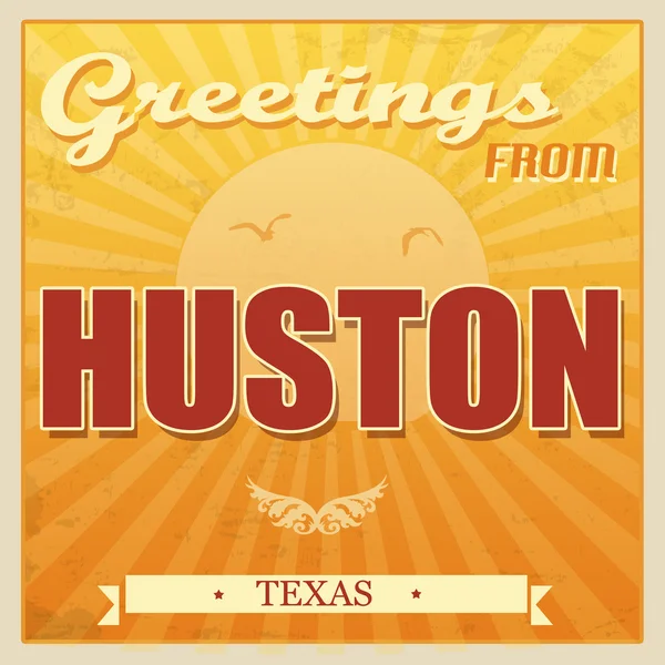 Vintage Huston, Texas poster — Stok Vektör