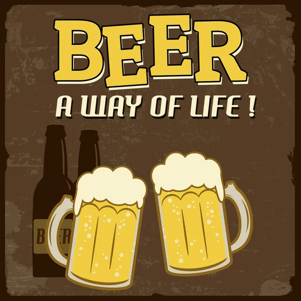 Cerveja, um modo de vida, cartaz do vintage — Vetor de Stock