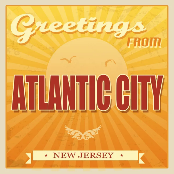Vintage cidade atlantic, new jersey cartaz — Vetor de Stock