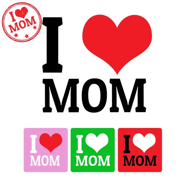 I love Mom sign and label — стоковый вектор