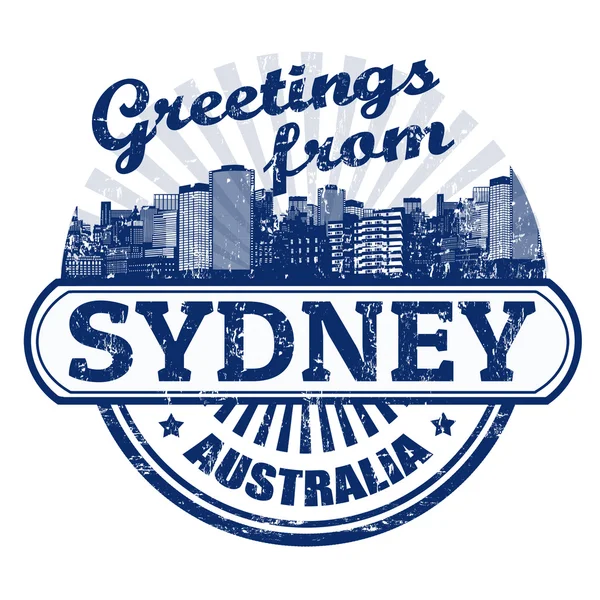 Üdvözletek-ból Sydney bélyegző — Stock Vector