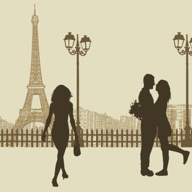 insanların bir sokakta Paris