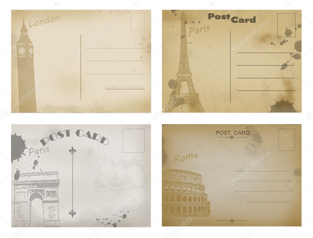 Set of vintage postcard designs — Stock Vector © roxanabalint 32502805
