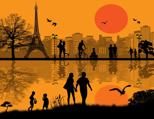 Hintergrund der Pariser Stadtlandschaft — Stockvektor