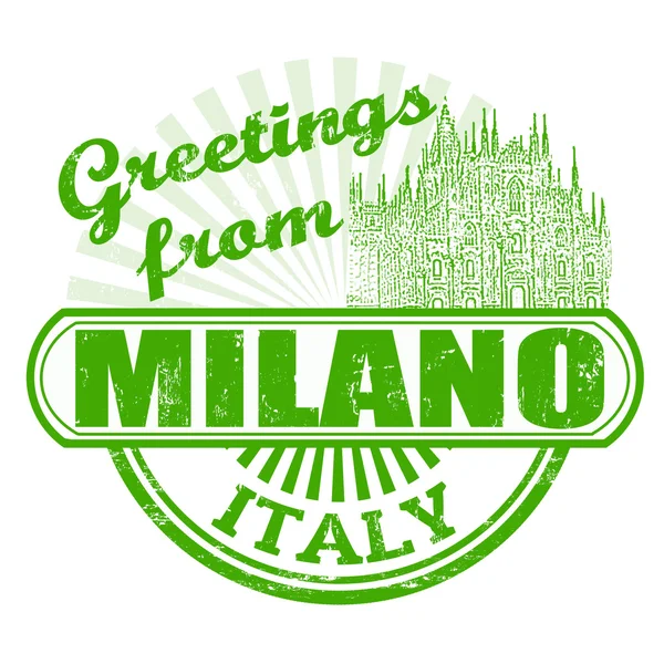 Greetings from Milano stamp — Stock Vector