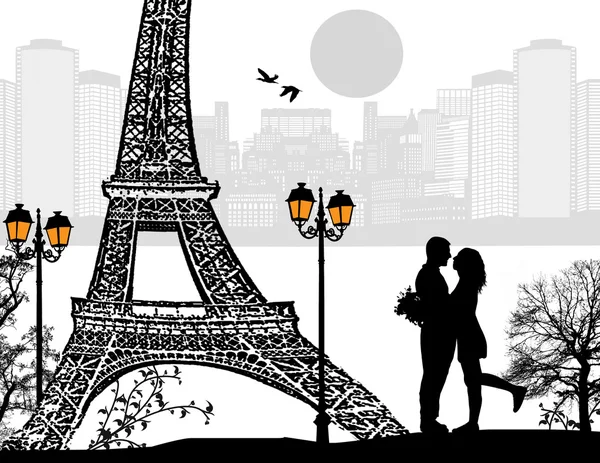 Älskare i paris — Stock vektor