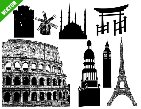 Set of famous buildings — Stock Vector