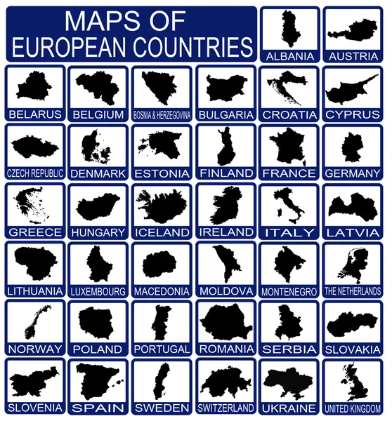 Mapas de países europeos — Vector de stock