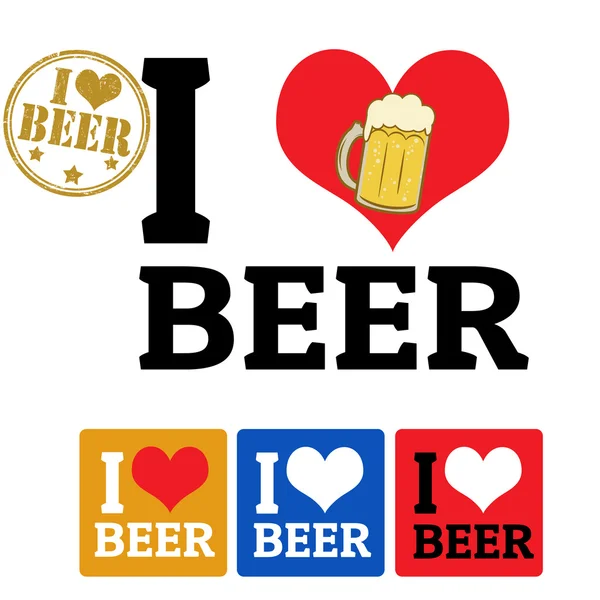 I love Beer sign and labels — Stock Vector