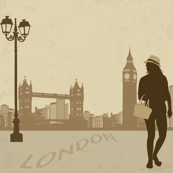 Frau auf einer Londoner Straße — Stockvektor