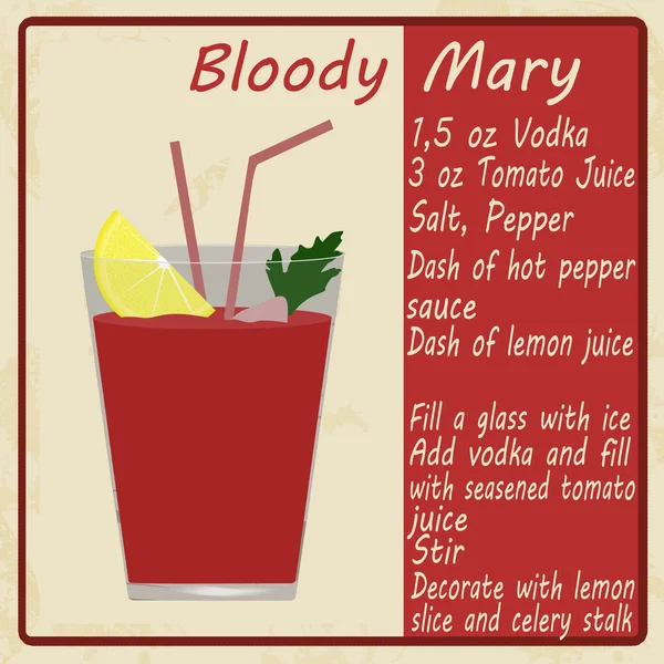 Bloody mary cocktail — Stockvector