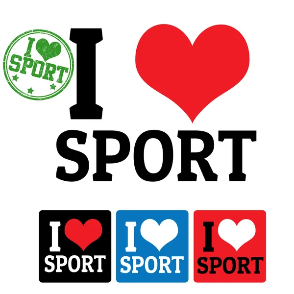 Me encanta el cartel y las etiquetas Sport — Archivo Imágenes Vectoriales