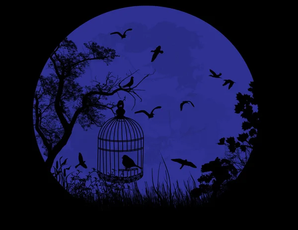 Oiseau dans la cage — Image vectorielle