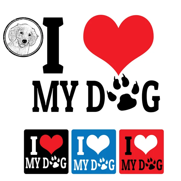 I love My Dog sign and label — стоковый вектор