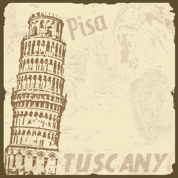 Visit Pisa, Tuscany vintage poster — Stock Vector