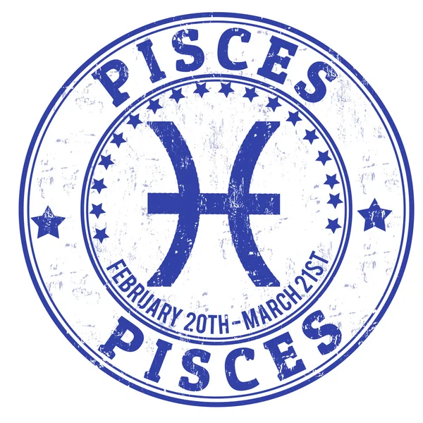 Pisces zodiac grunge razítko — Stockový vektor