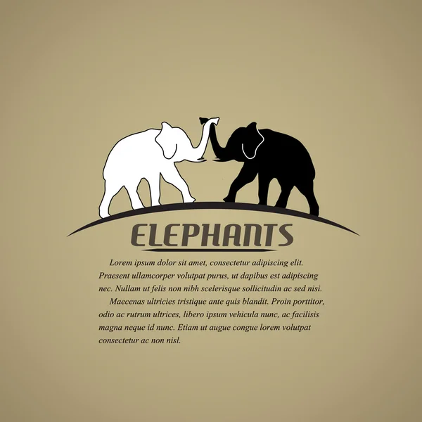 Éléphants noirs et blancs — Image vectorielle