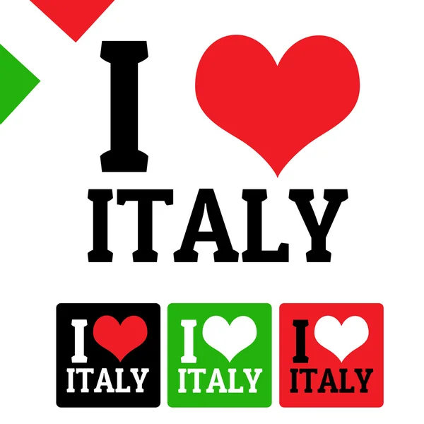 Imádom, Olaszország-jel és feliratok — Stock Vector